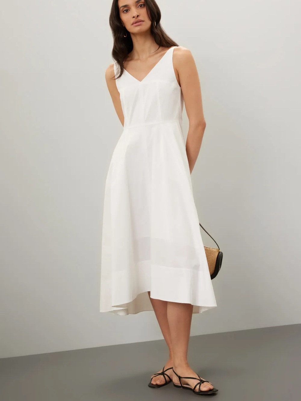 Dunst Maxi Flare Dress | V-Neck Sleeveless White Midi Dress